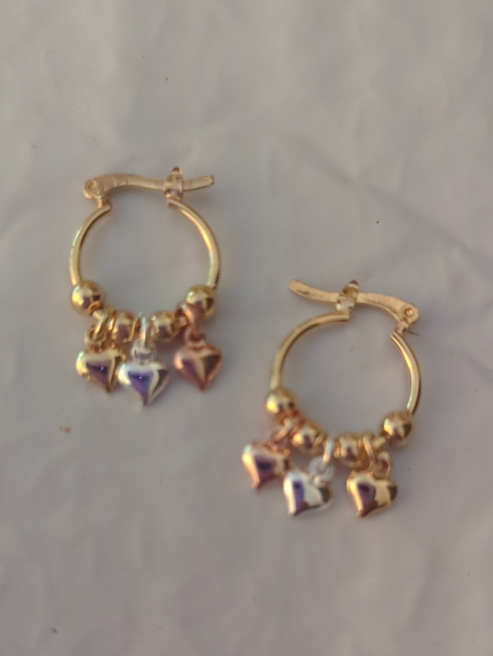 Gold Hoop, With Tricolor Dangle Heats